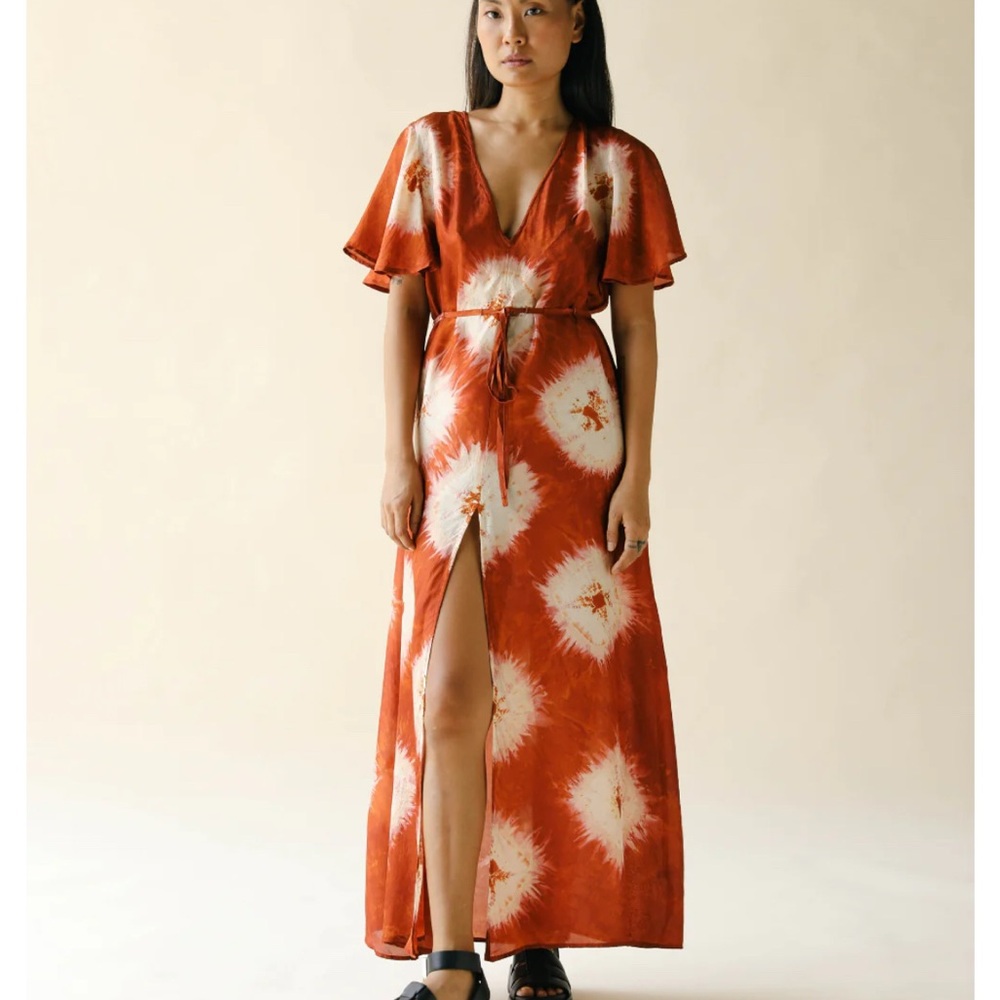 Fara Silk Maxi Dress Aphrodite Flame- RARE